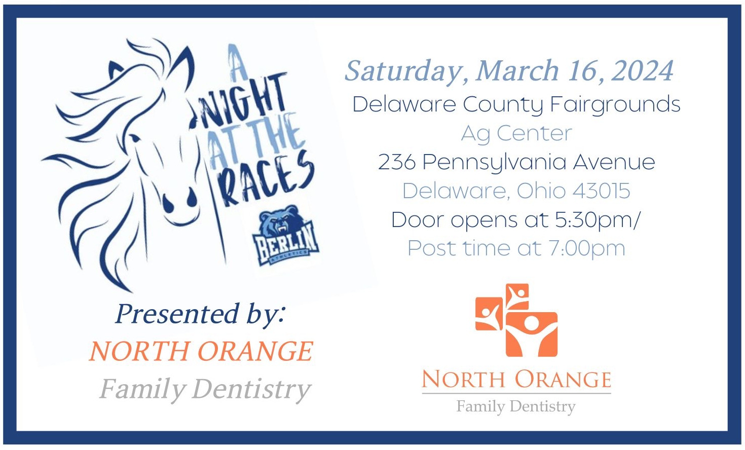 A Night at the Races sponsored by North Orange Family Dentistry logo