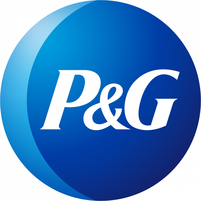 P&G logo-white text on blue background