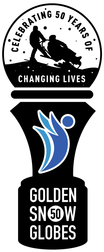 Ignite Adaptive Sports - Celebrating 50 Years of Changing Lives - Golden Snow Globes logo