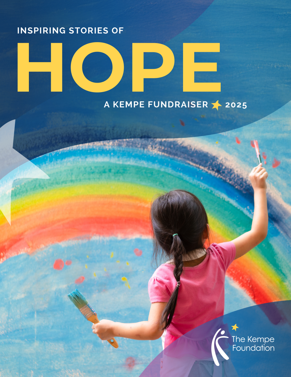Image of a girl painting a rainbow. The text says: Inspiring Stories of Hope, A Kempe Fundraiser 2025, The Kempe Foundation