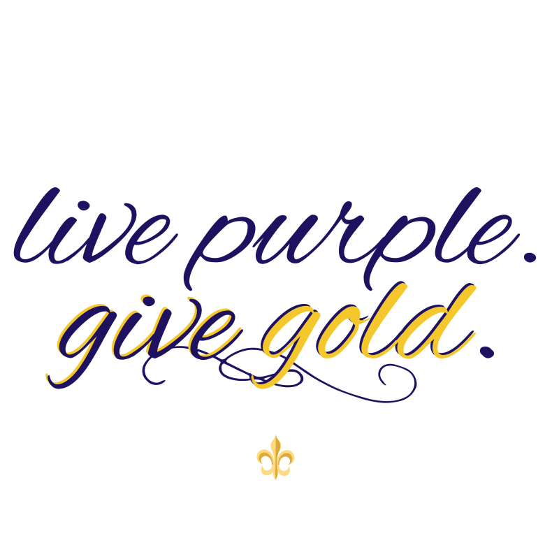Live Purple. Give Gold. May 3rd logo