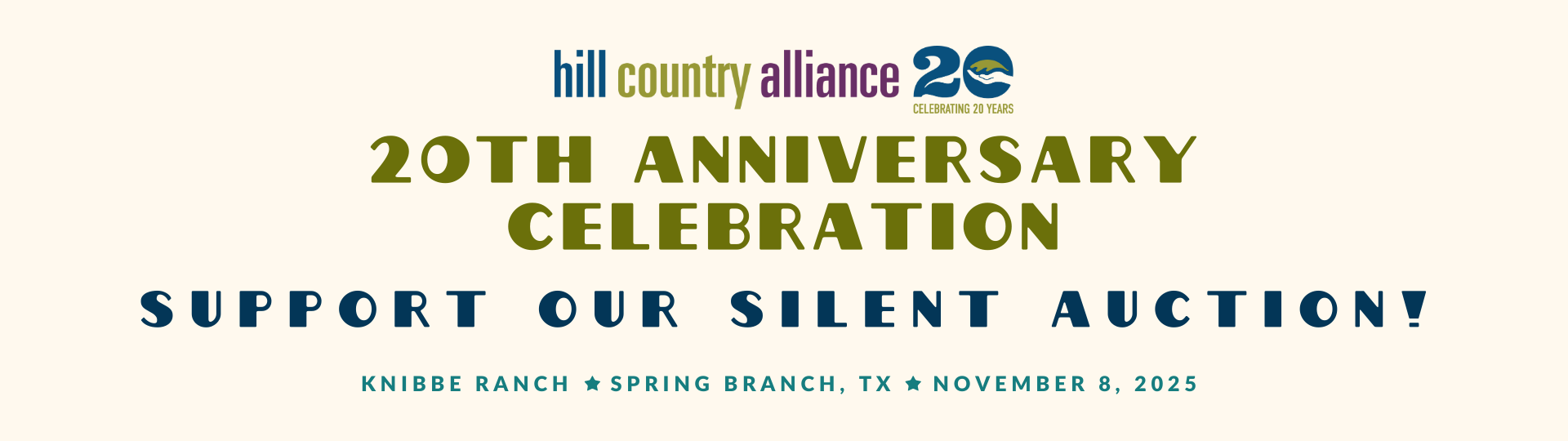 HCA 20th Anniversary Celebration Online Auction background