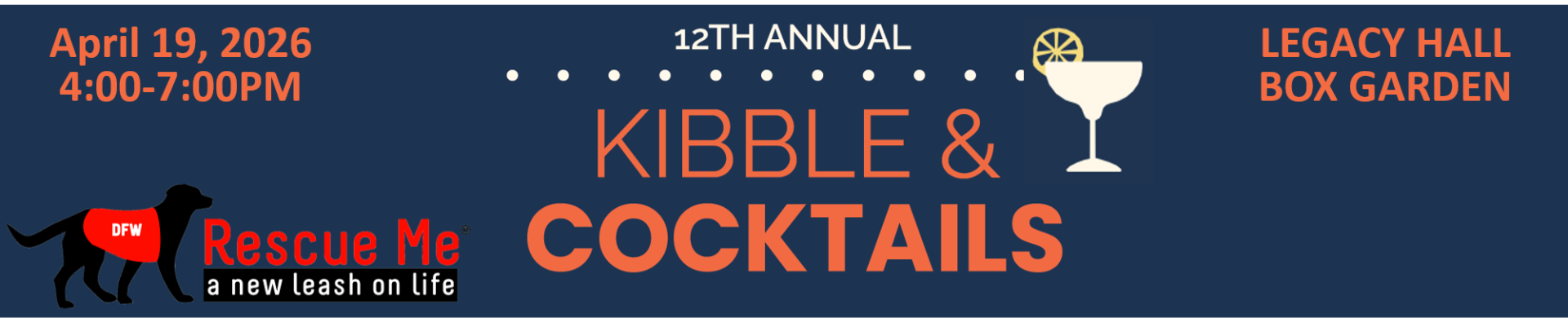 DFW Rescue Me Kibble & Cocktails 2026 background