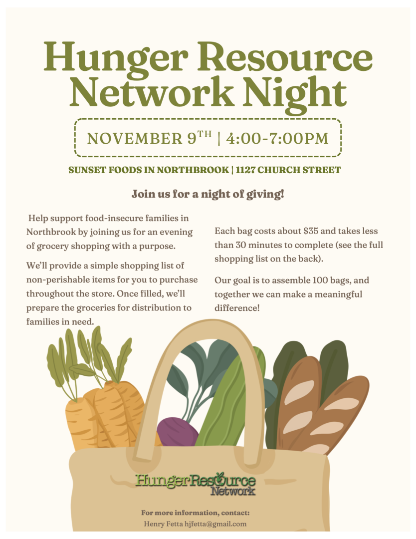 Hunger Resource Network Night at Sunset Foods in Northbrook. banner