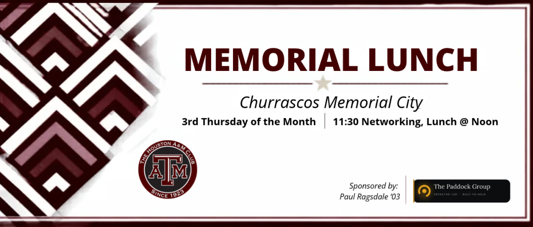 2026 Houston A&M Club Memorial Lunch banner