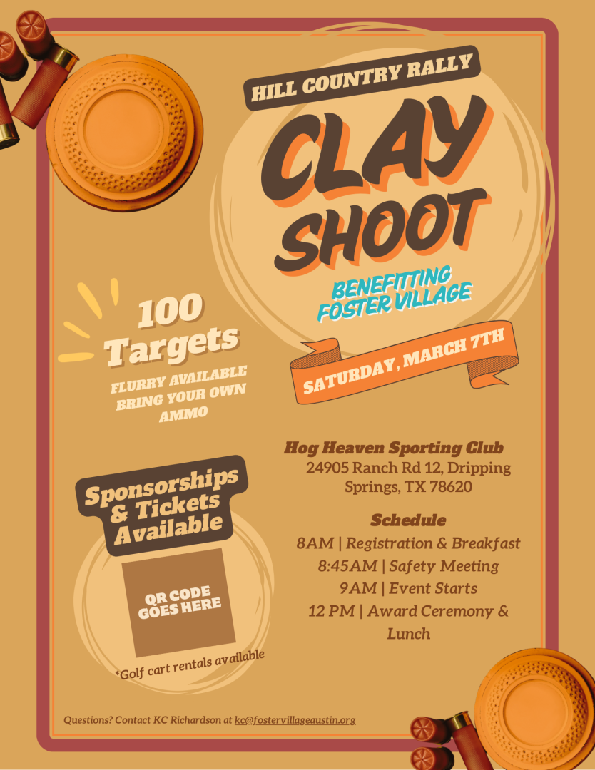 Hill Country Rally Clay Shoot benefitting Foster Village banner