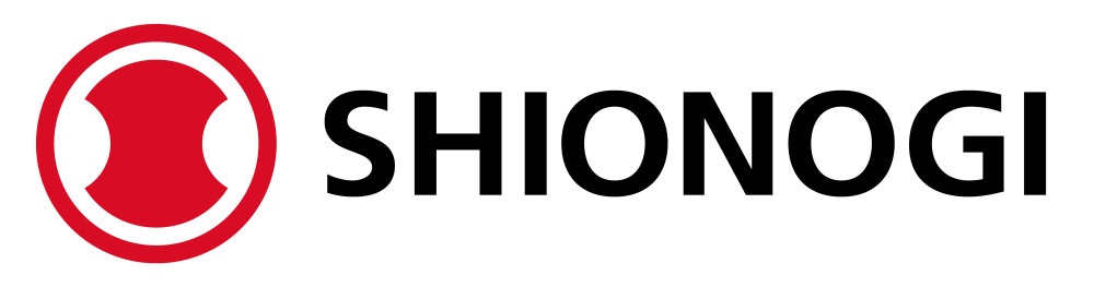 Logo for Shionogi  - Black text and red icon