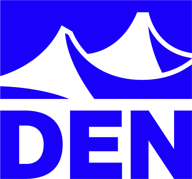 purple and white logo for Denver International Airport - DEN