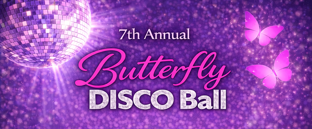 7th Annual Butterfly DISCO Ball background