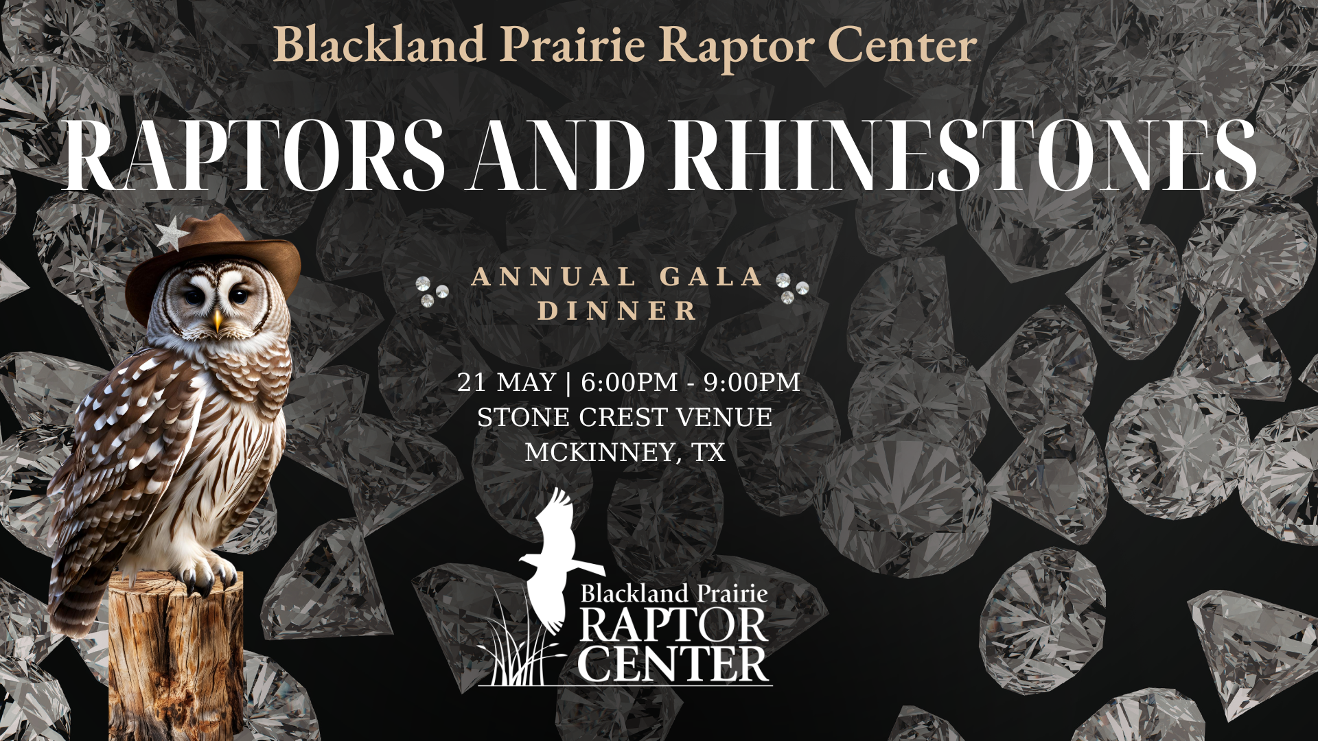 Raptors & Rhinestones - Blackland Prairie Raptor Center Gala 2026 background