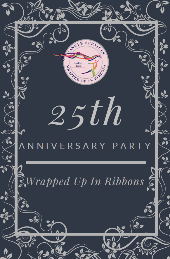 Cancer Services Wrapped Up In Ribbons Silver Celebration background