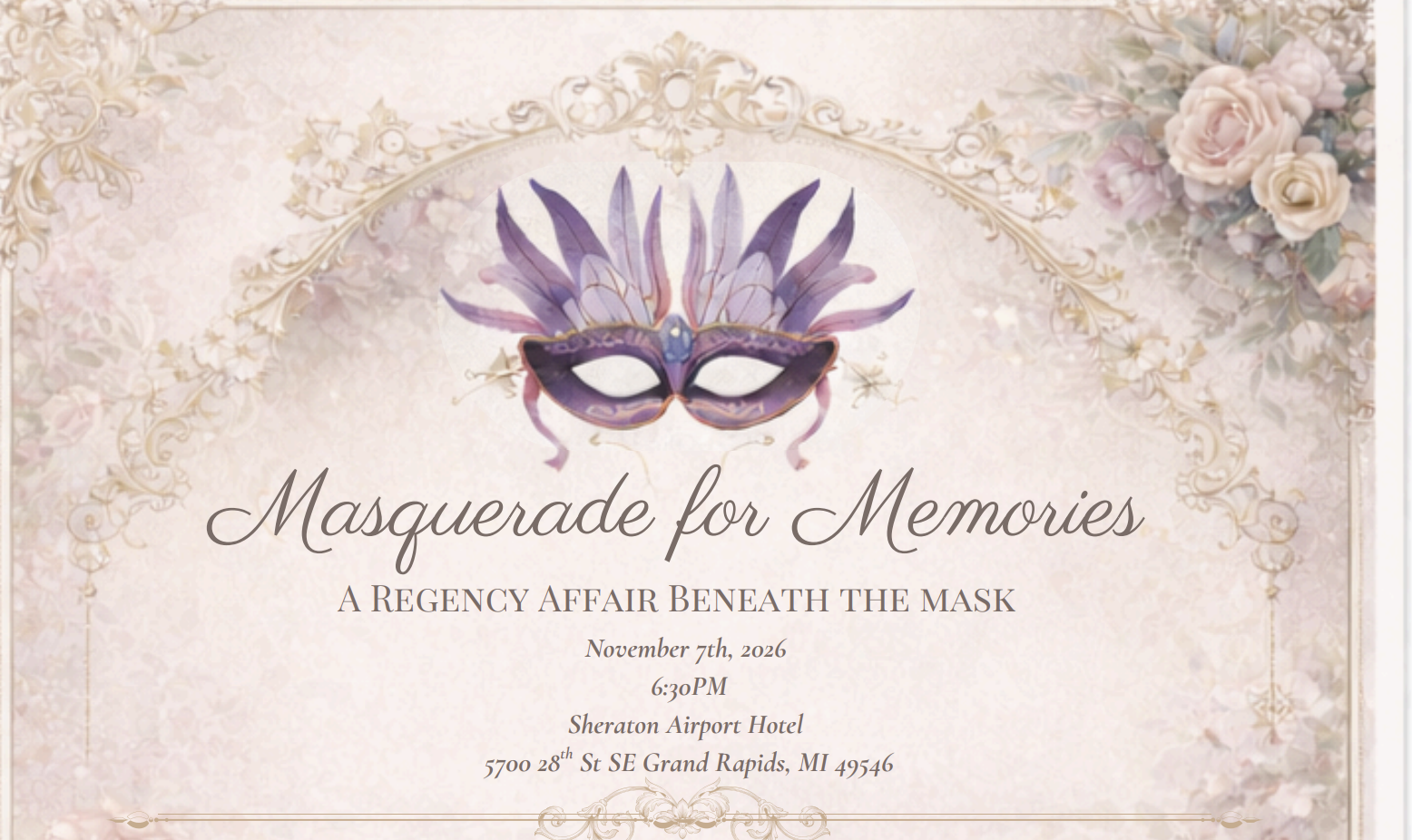 Masquerade for Memories 2026 background