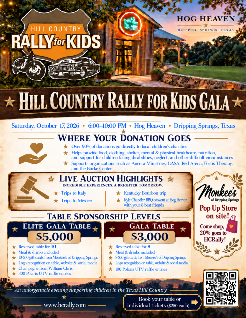 Hill Country Rally for Kids - Dripping Springs banner