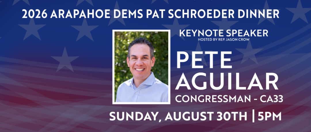 Arapahoe Dems 2026 Pat Schroeder Dinner banner
