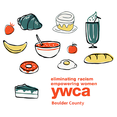 Breakfast illustrations and YWCA Boulder County logo