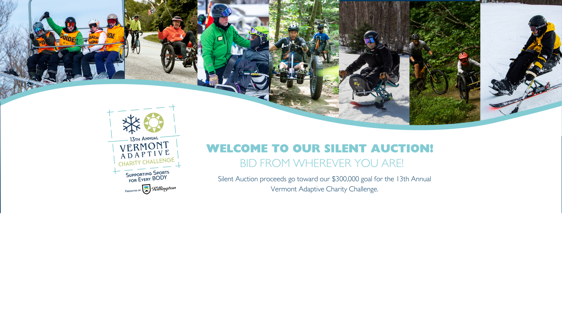 Vermont Adaptive Charity Challenge Silent Auction background